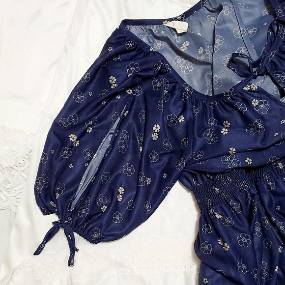 Vintage Semi Sheer Polyester Floral Dress SM/M - Picture 3 of 6